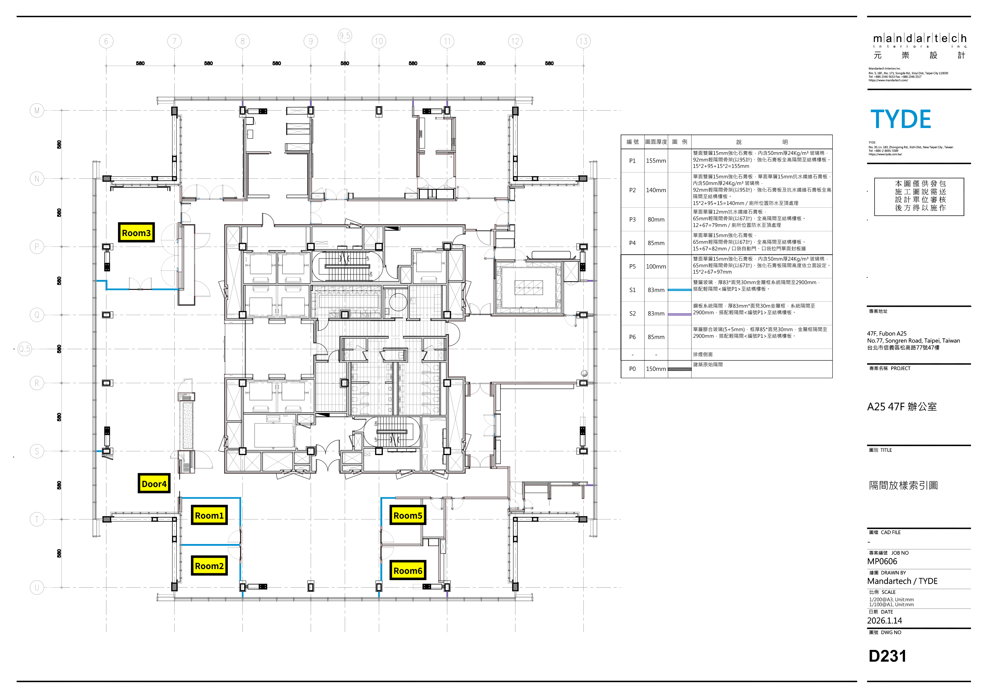 47F 平面圖 — 施工區域標示